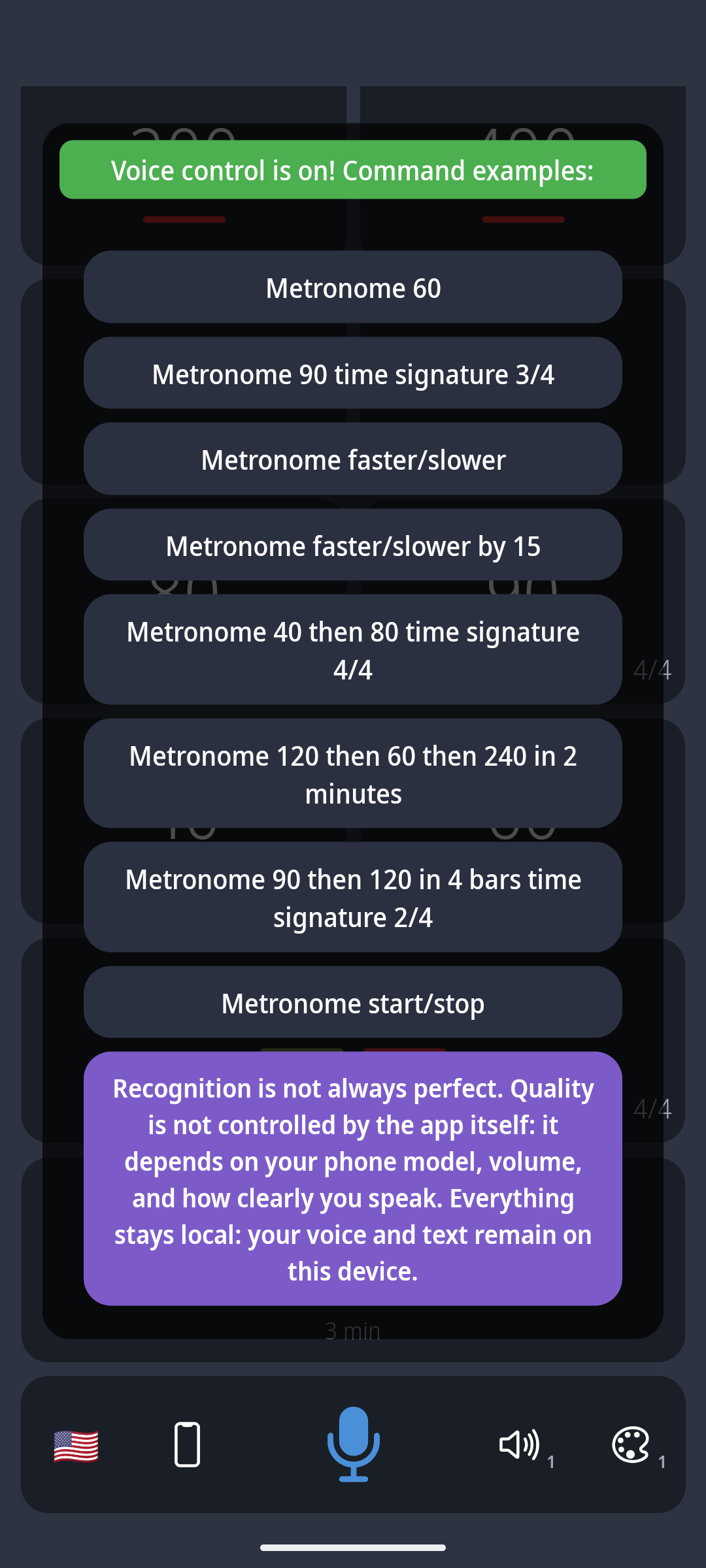 saymetronome app screenshot with sequence structure