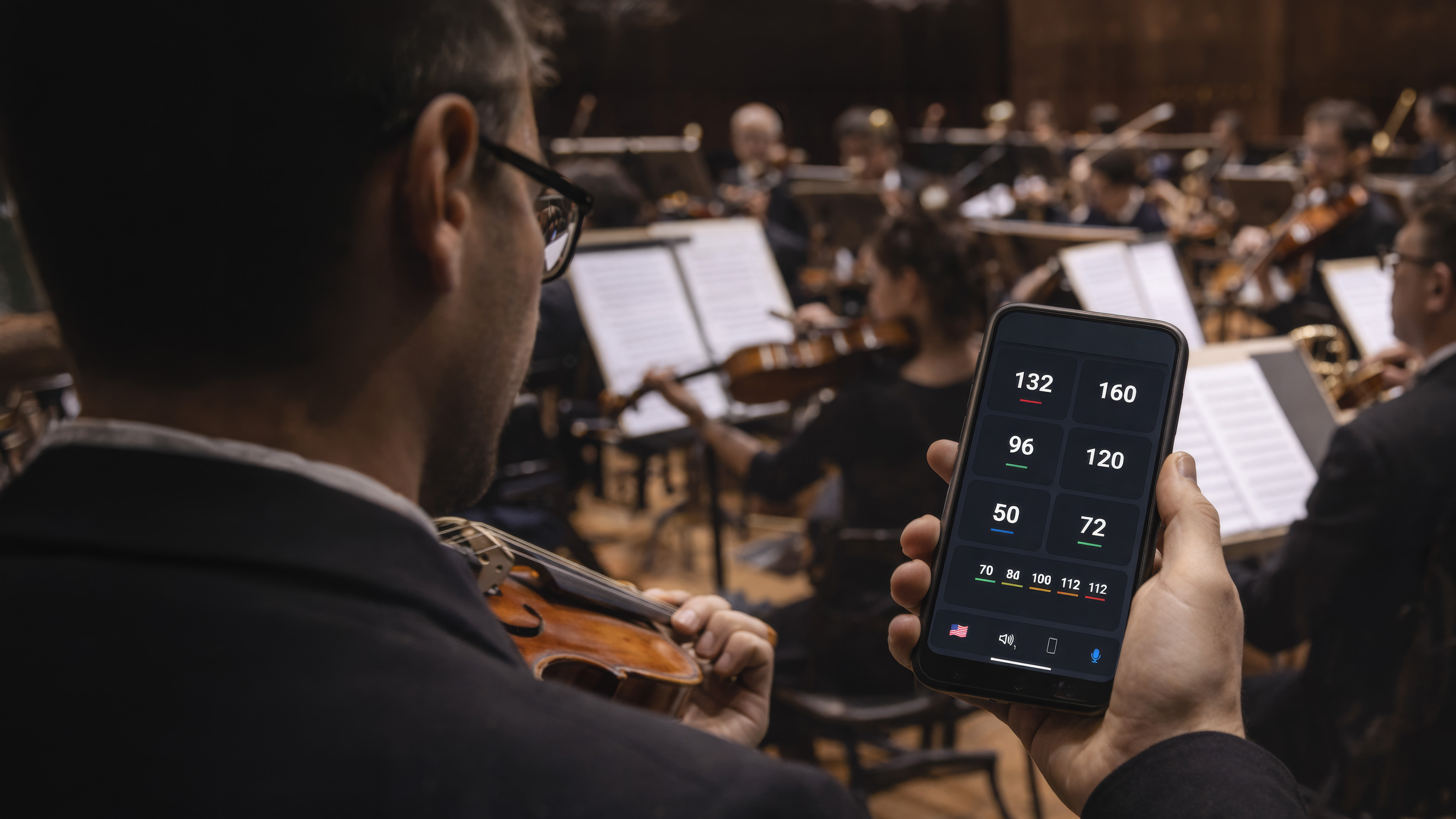 saymetronome being used during an orchestral rehearsal