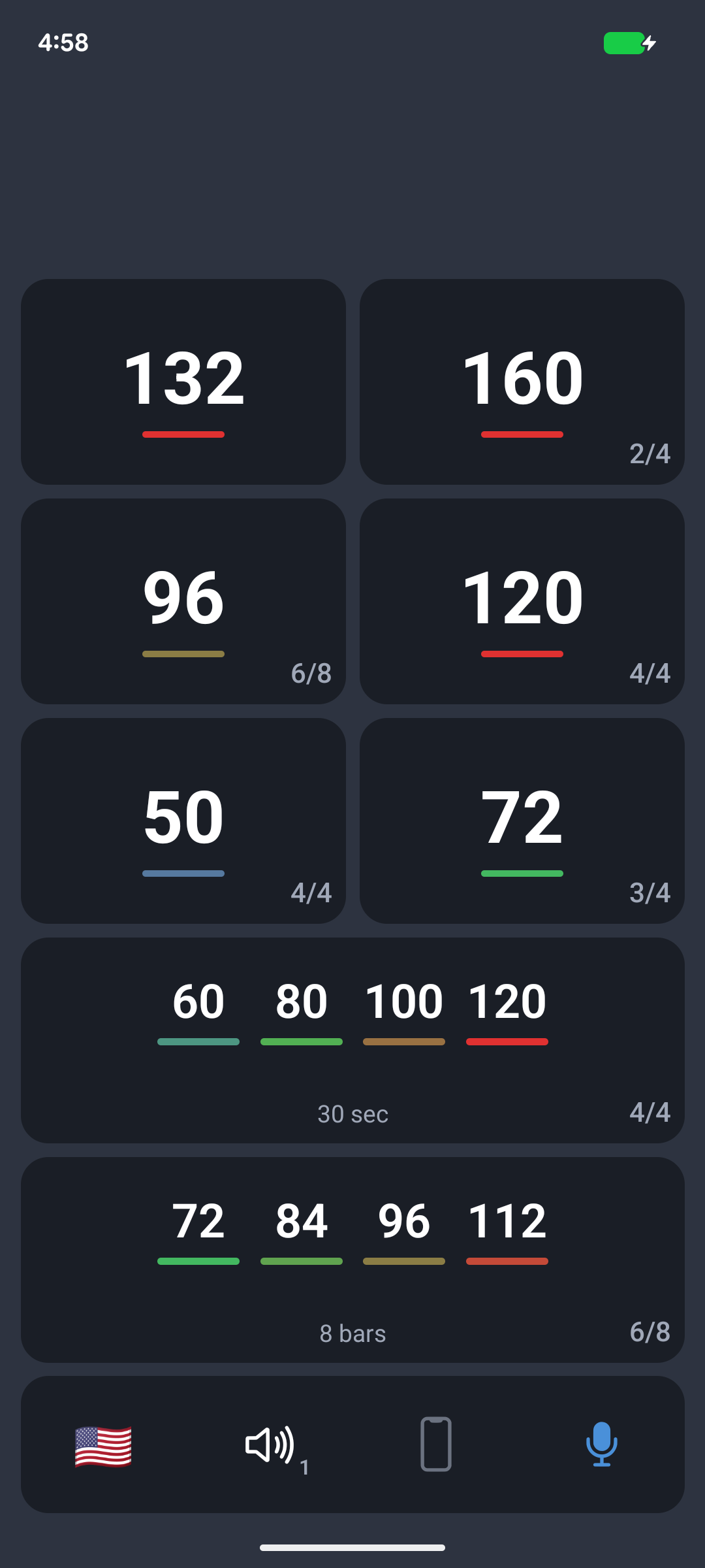 saymetronome app screenshot with sequence structure